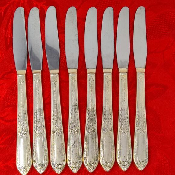 8X BK COTILLION Rogers Vintage Silverplate Flatware IS Butter Knives - Picture 9 of 13
